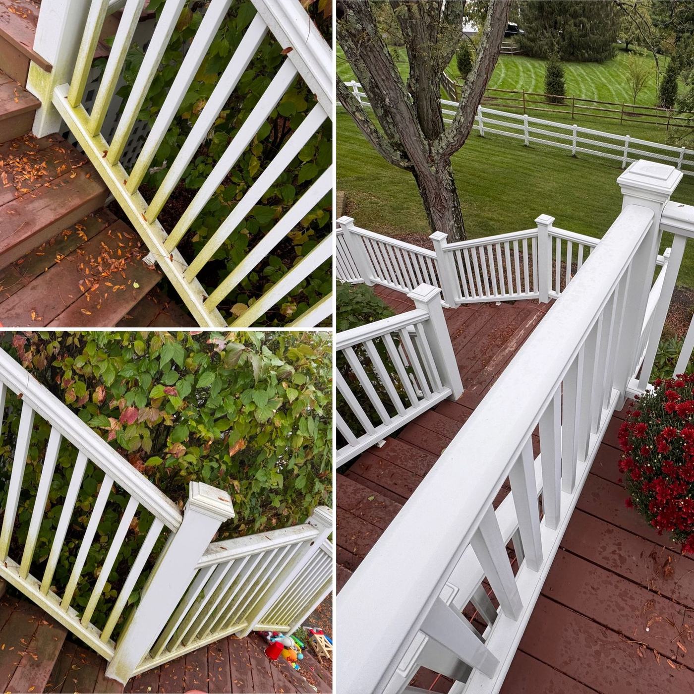 White vinyl fencing and porch railings